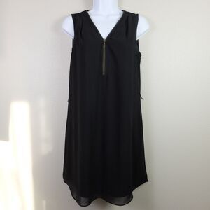 iZ Byer Black Zip V-Neck Tunic Sleeveless Top Dress Size Small